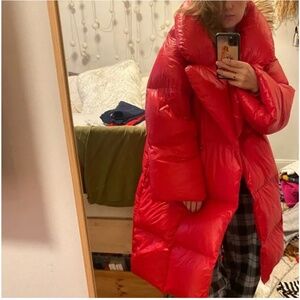 Oversized Sub-0 Red Puffer Blanket Jacket 90% Down Jacket Coat - Small
